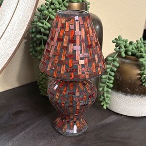 Mosaic Table Lamp with Red and Brown Accents